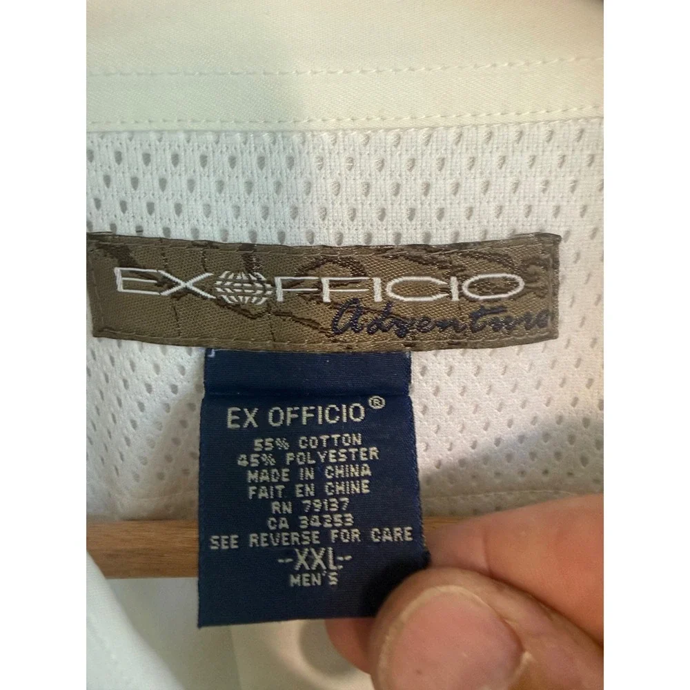 ExOfficio Adventure Mens XXL White Long Sleeve Fishing Shirt Ventilated Hiking
